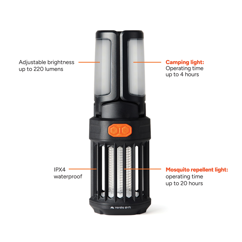 Lámpara camping anti mosquitos portátil Nordic Drift Titan