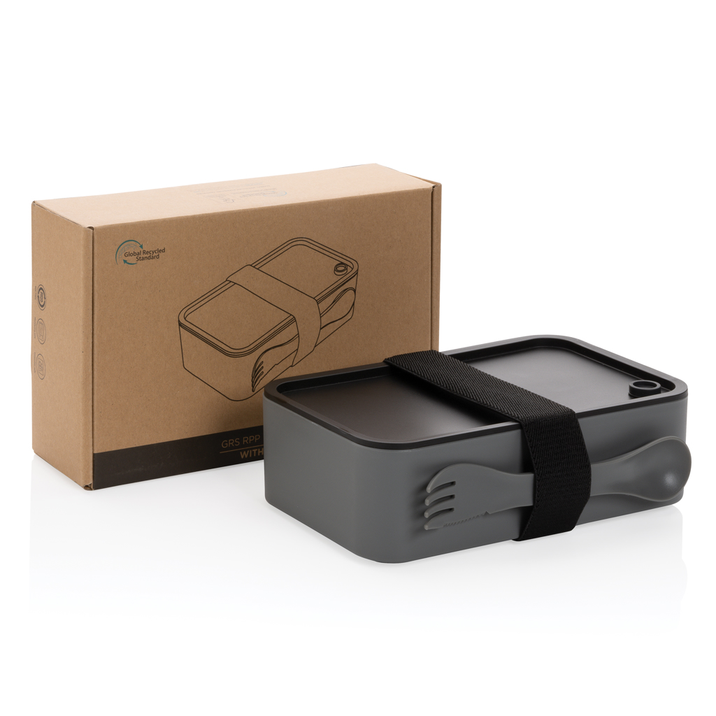 Picture of GRS recycled PP lunch box with spork