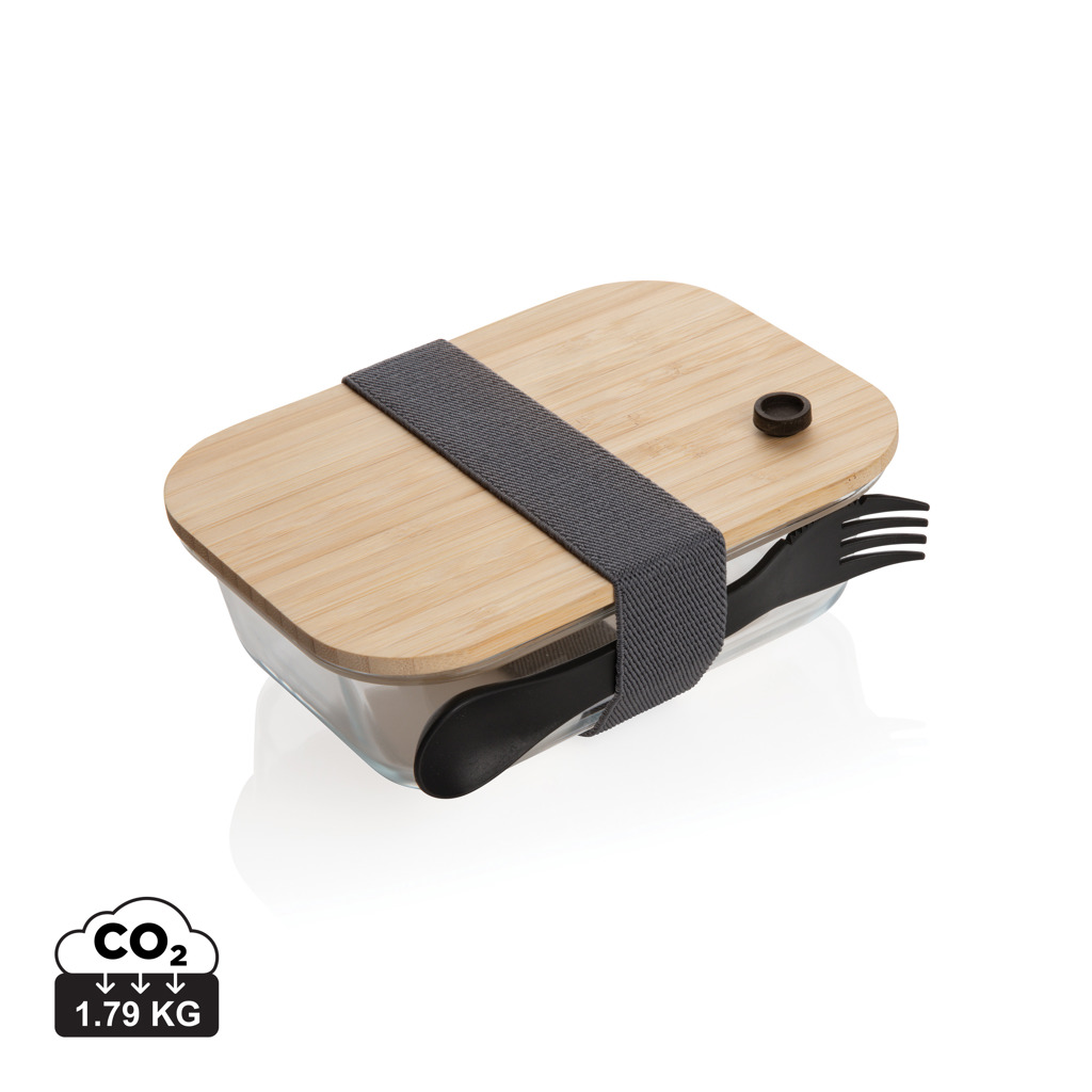 Tupper de vidrio con tapa de bambú