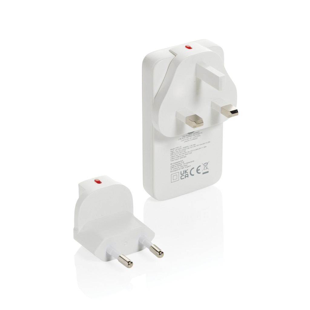 Cargador plano Fluxo RCS 65W GaN y conectores universales