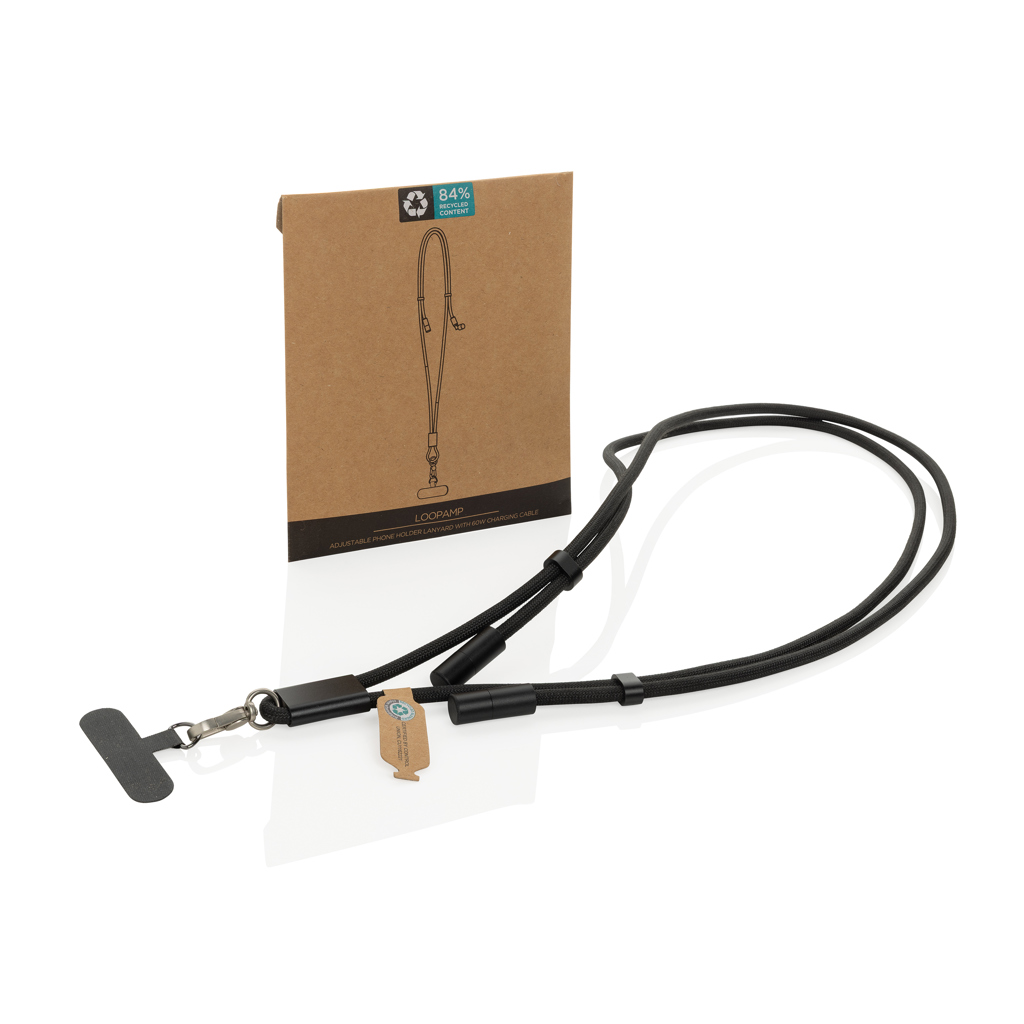 Picture of LoopAmp RCS RPET adjustable phone cord with 60W cable