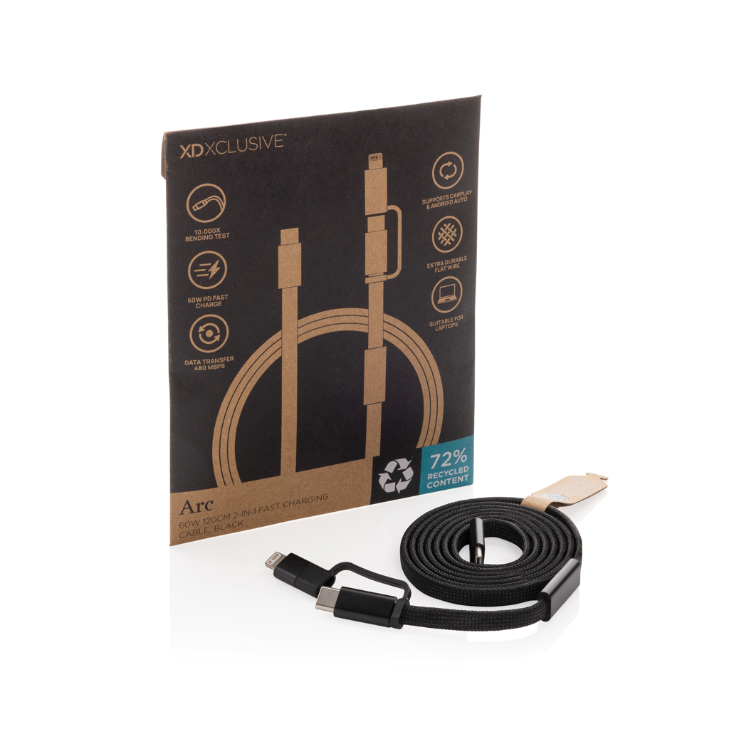 Cable de carga rápida 2 en 1 Arc RCS de 60W y 120 cm