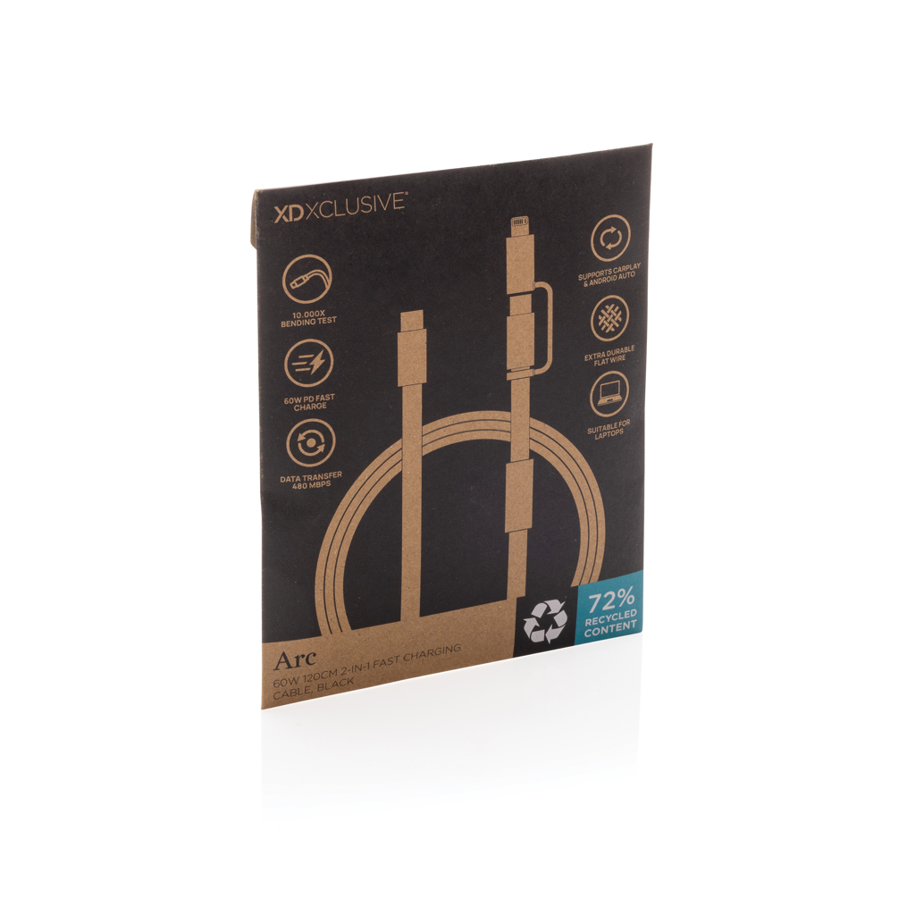 Cable de carga rápida 2 en 1 Arc RCS de 60W y 120 cm