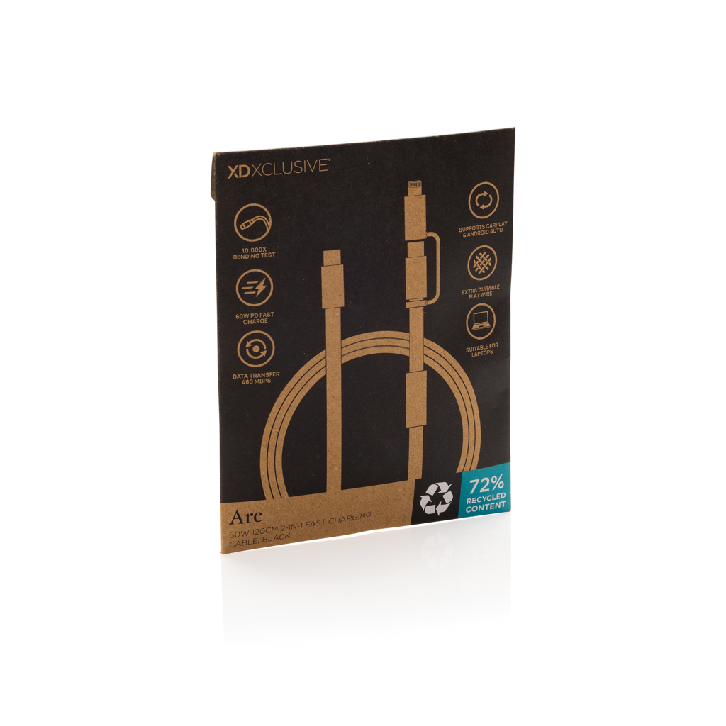 Cable de carga rápida 2 en 1 Arc RCS de 60W y 120 cm