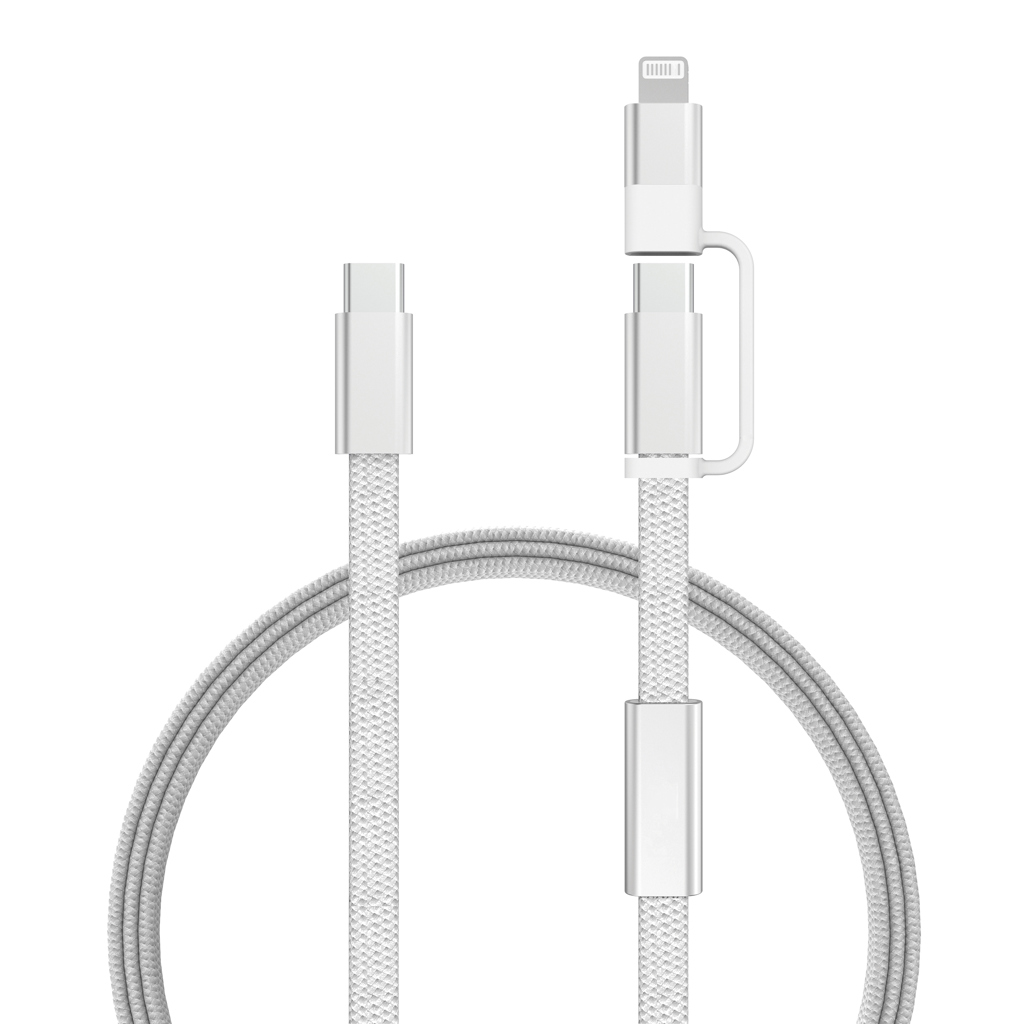 gris Cable de carga rápida 2 en 1 Arc RCS de 60W y 120 cm