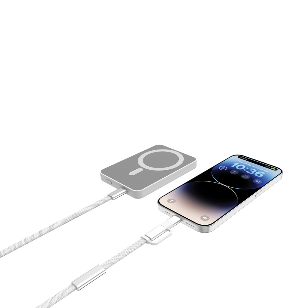 gris Cable de carga rápida 2 en 1 Arc RCS de 60W y 120 cm