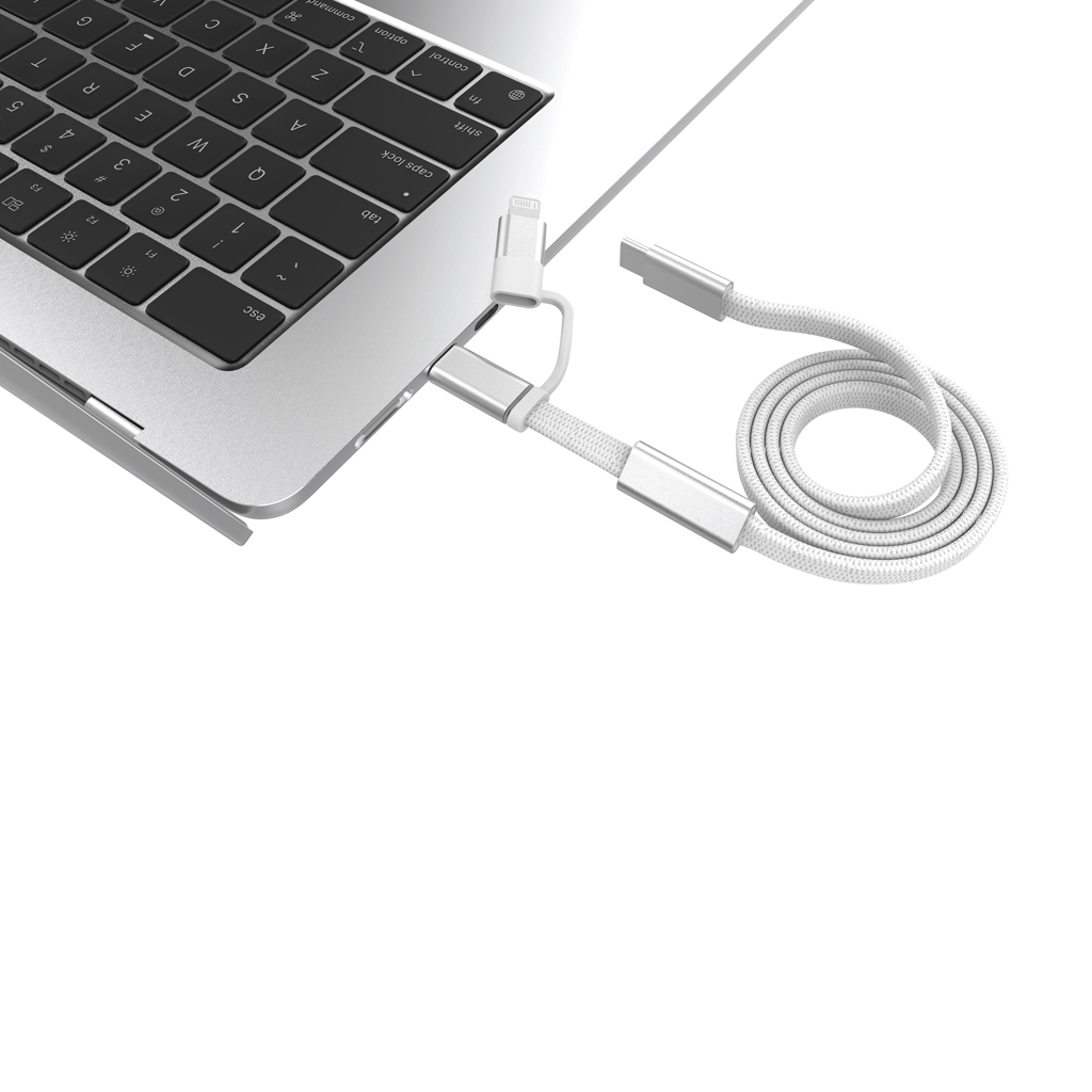 gris Cable de carga rápida 2 en 1 Arc RCS de 60W y 120 cm