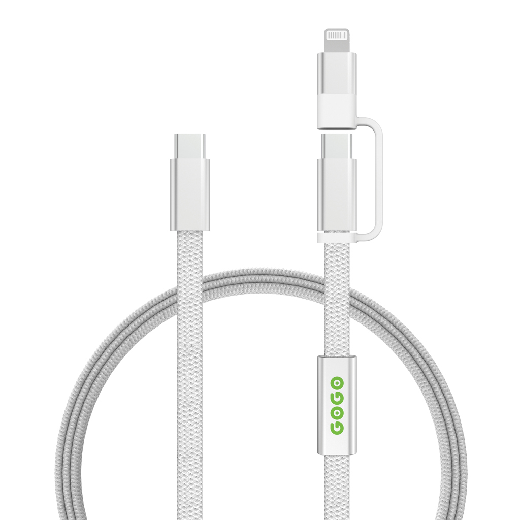 gris Cable de carga rápida 2 en 1 Arc RCS de 60W y 120 cm