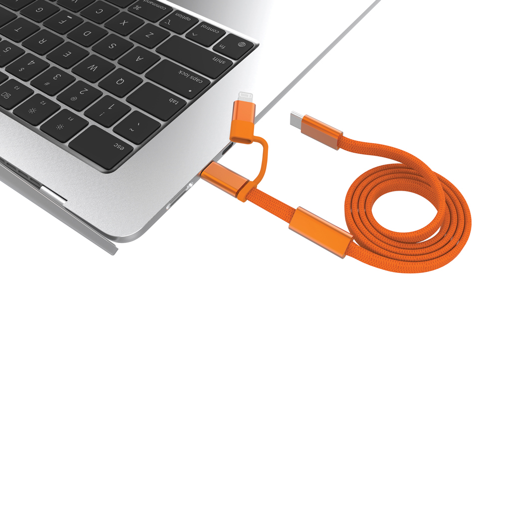 naranja Cable de carga rápida 2 en 1 Arc RCS de 60W y 120 cm