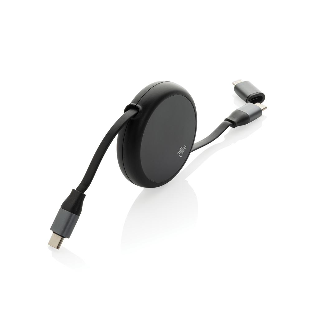 Picture of Terra RCS recycled aluminium retractable 240W 2-in-1 cable