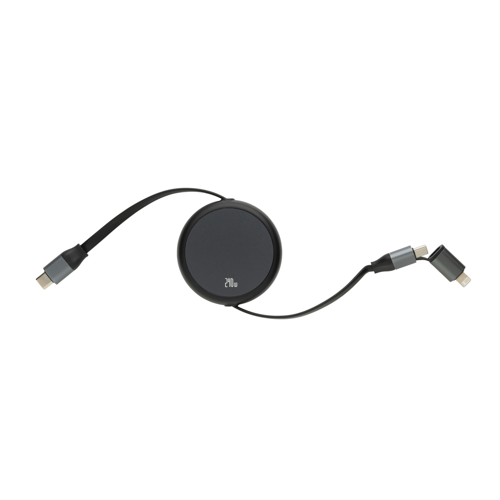 Picture of Terra RCS recycled aluminium retractable 240W 2-in-1 cable