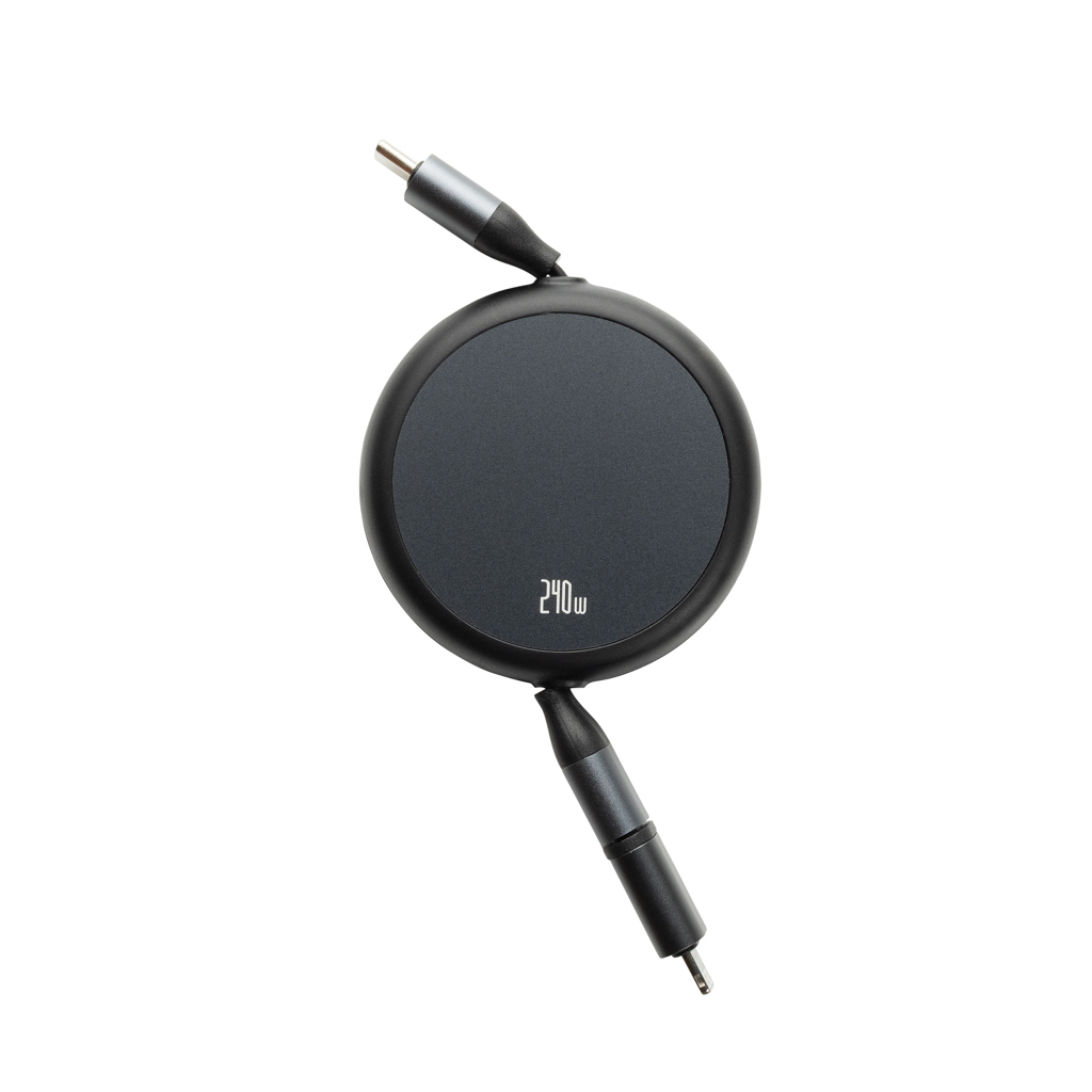 Picture of Terra RCS recycled aluminium retractable 240W 2-in-1 cable