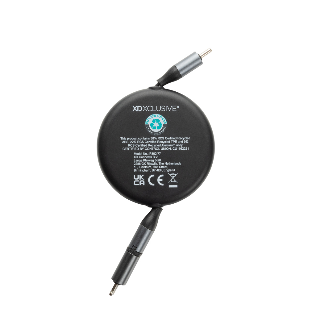 Picture of Terra RCS recycled aluminium retractable 240W 2-in-1 cable
