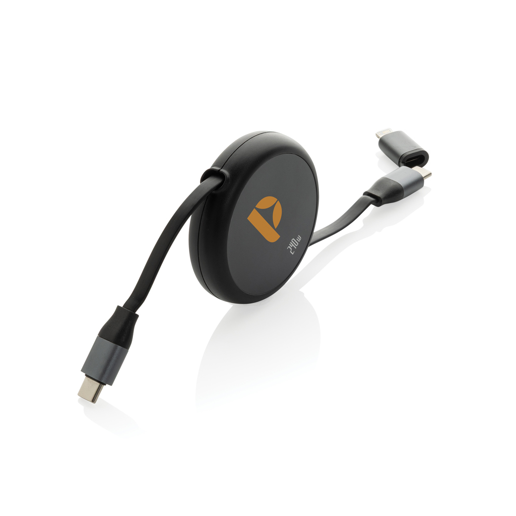 Picture of Terra RCS recycled aluminium retractable 240W 2-in-1 cable