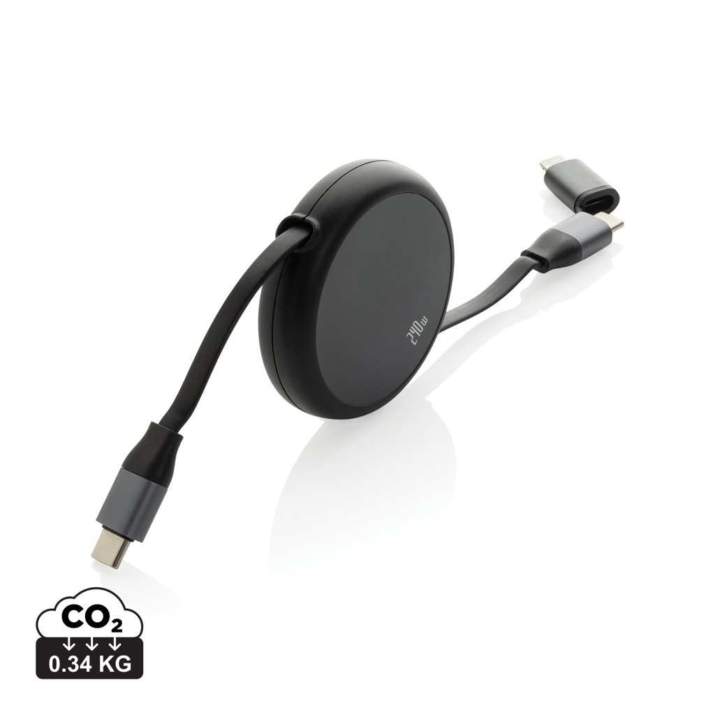 Picture of Terra RCS recycled aluminium retractable 240W 2-in-1 cable