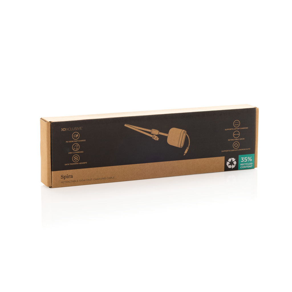 Cable de carga rápida 100W retráctil reciclado Spira RCS