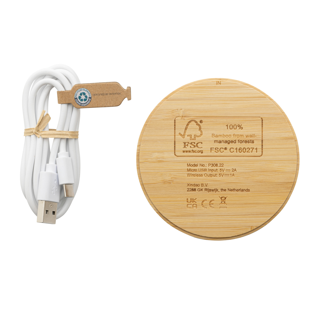 Picture of Bamboo 5W round wireless charger