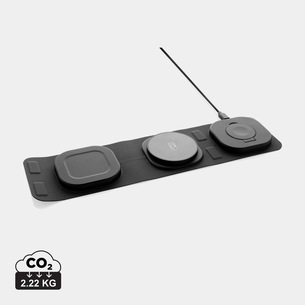 Cargador viaje inalámbrico Swiss Peak RCS rplastic 3 en 1