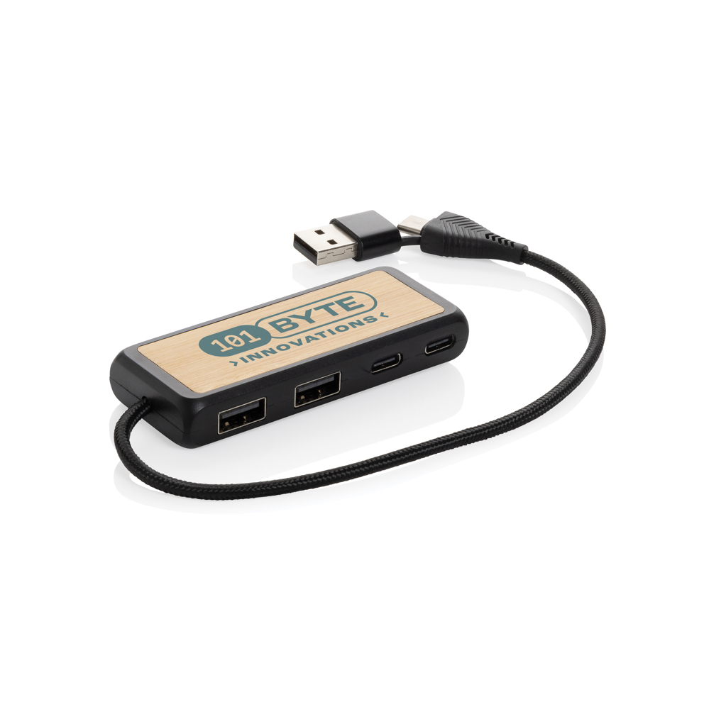 Link RCS recycled plastic and bamboo dual Input USB hub - brendiran