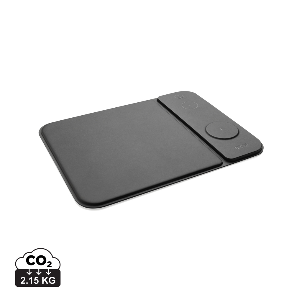 Picture of Swiss peak RCS recycled PU 15W 3 in 1 charging mousepad