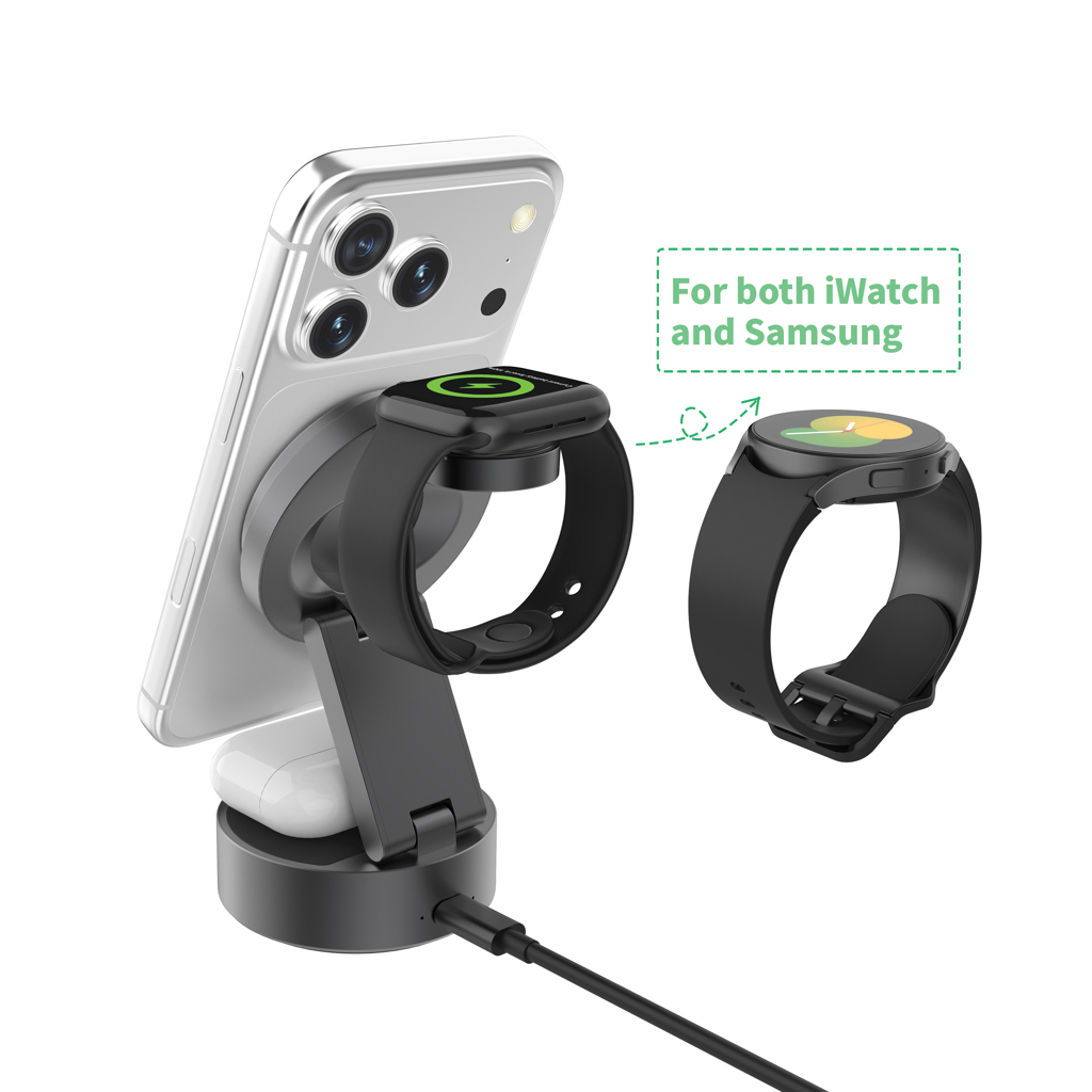CARGADOR INALÁMBRICO ULTRARRÁPIDO 3 EN 1 QUANTUM RCS 25W
