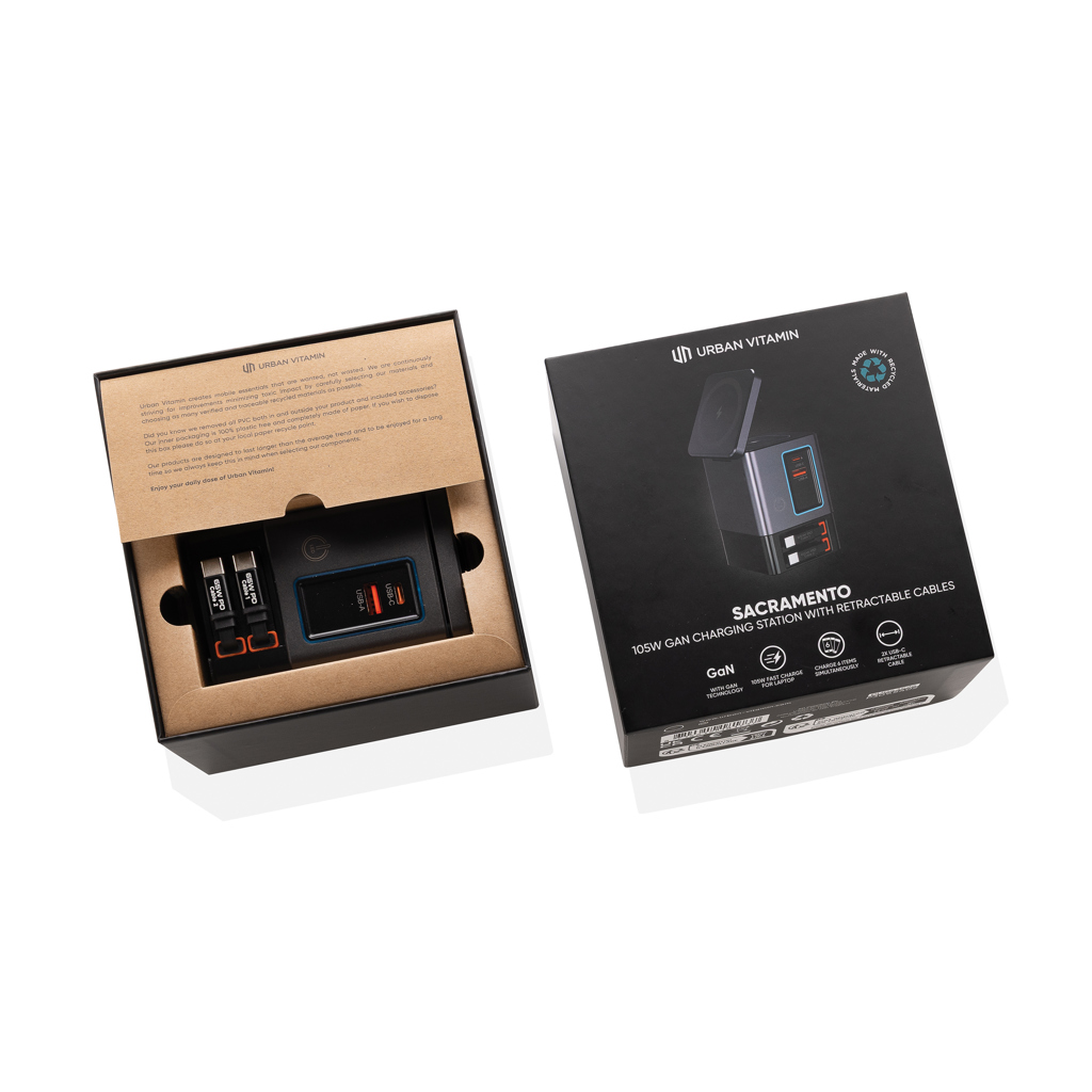 Picture of Urban Vitamin Sacramento 105W GAN charger+retractable cables