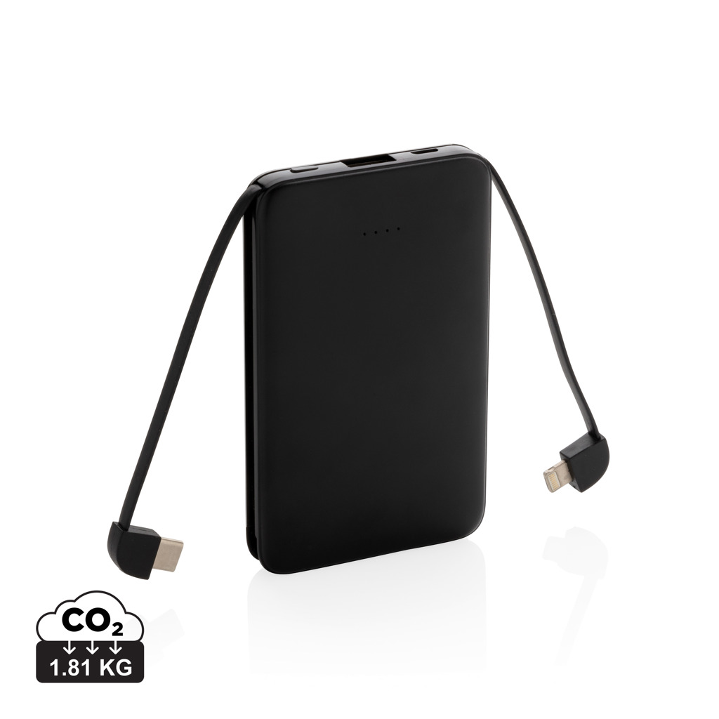 Powerbank 5.000 mAh de bolsillo con cables integrados
