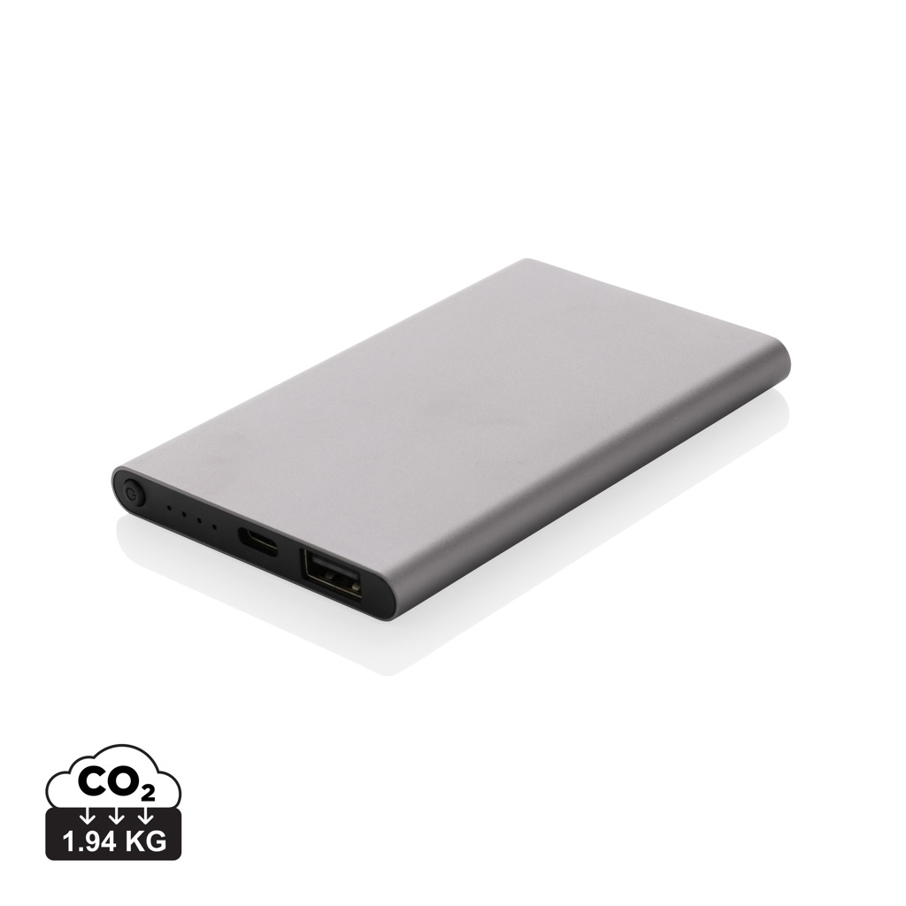 RCS genanvendt plast/aluminium 4000 mAh powerbank med type C, stenkul