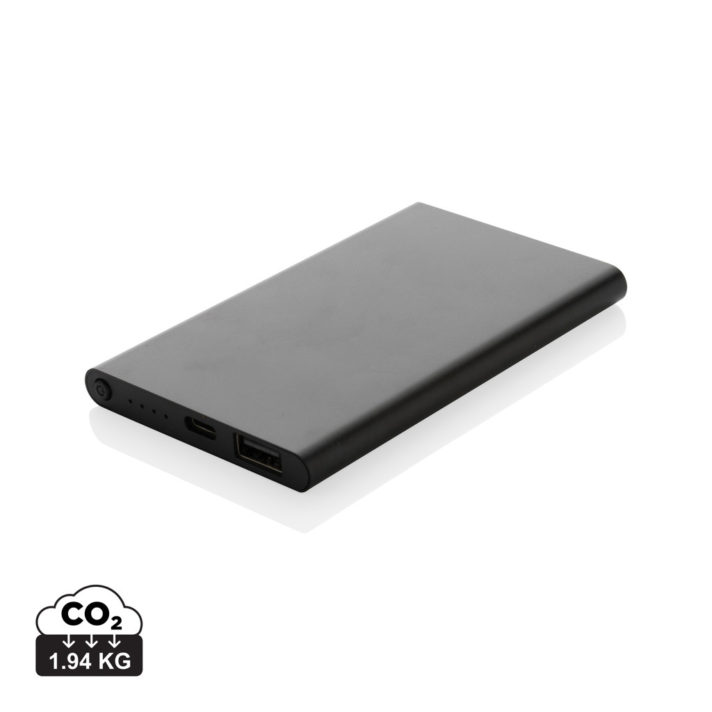 RCS genanvendt plast/aluminium 4000 mAh powerbank med type C, sort