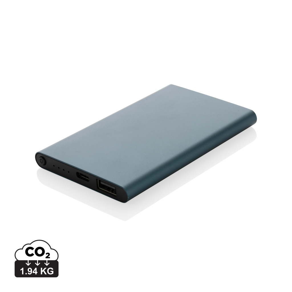 RCS genanvendt plast/aluminium 4000 mAh powerbank med type C, blå