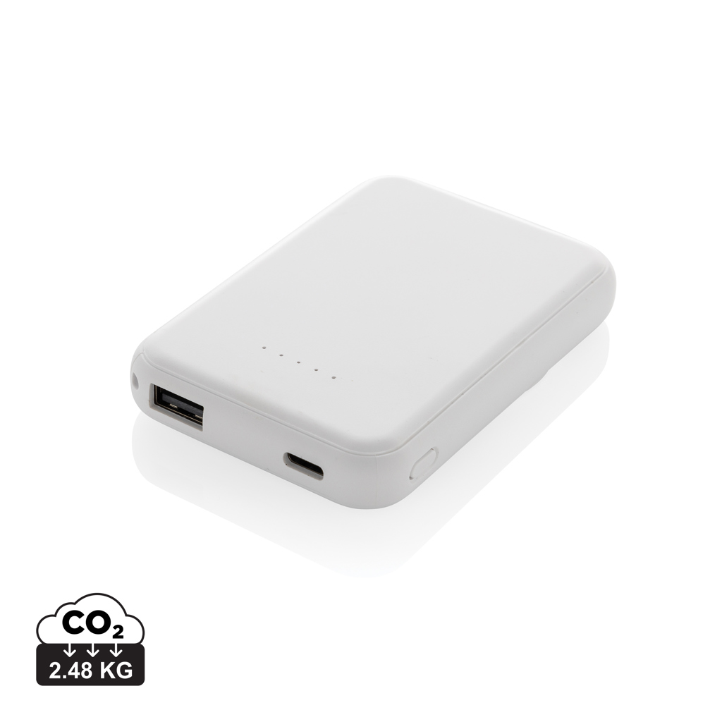 blanco Powerbank Stellar magnético 5000 mAh y 5W plástico reciclado