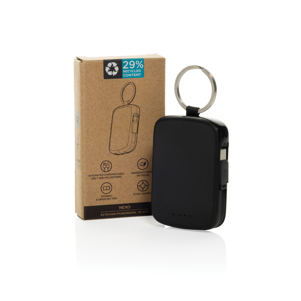 Llavero Nexo y batería externa 2000 mAh con cables RCS