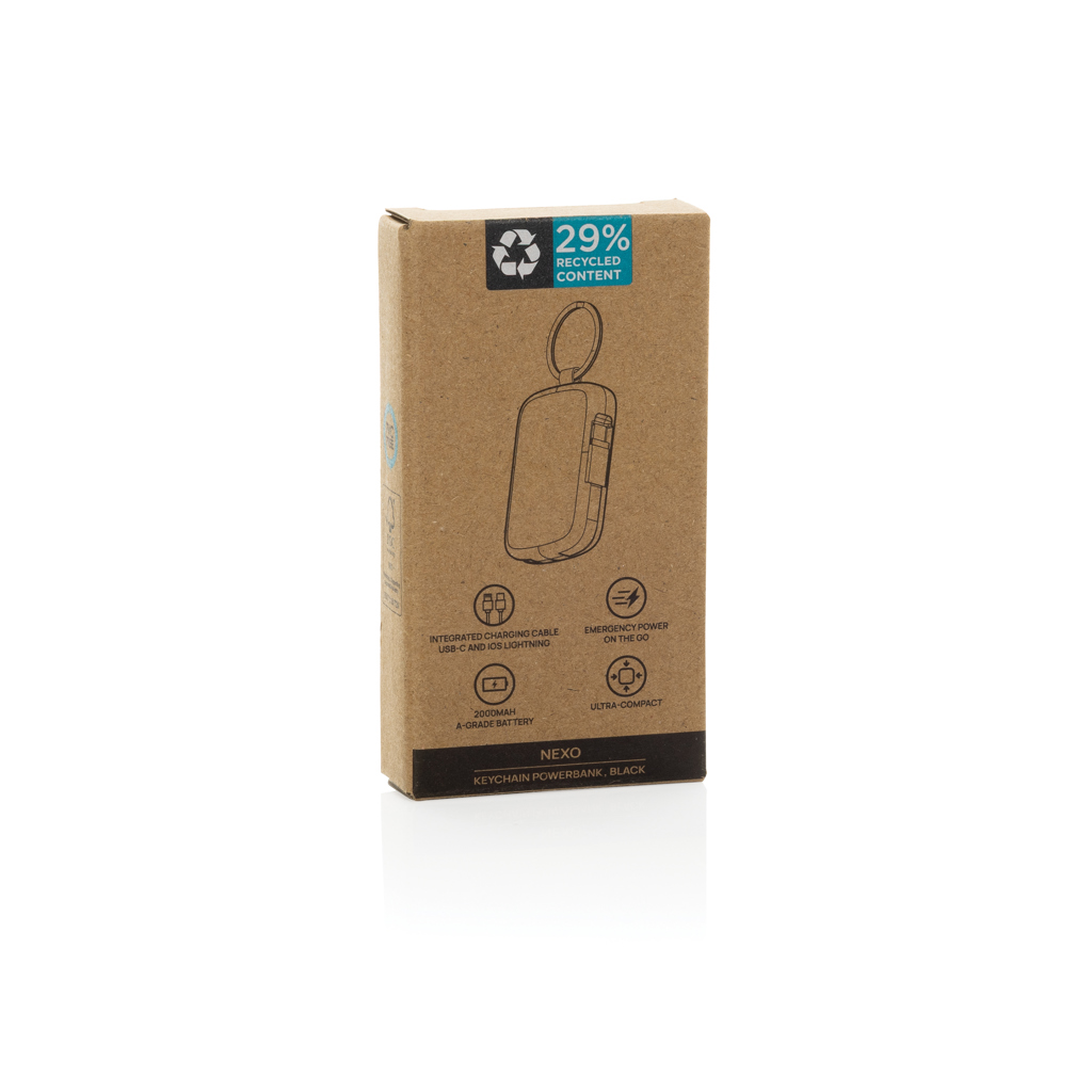 Llavero Nexo y batería externa 2000 mAh con cables RCS