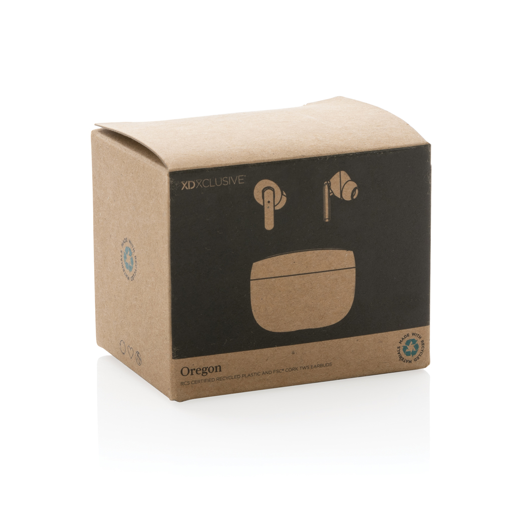 Picture of Oregon RCS recycled plastic and cork TWS earbuds