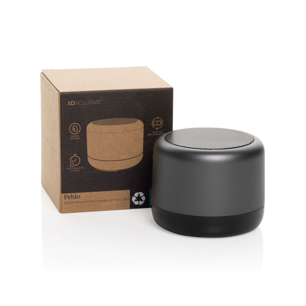 gris Altavoz Peblo RCS con batería extraíble 3W