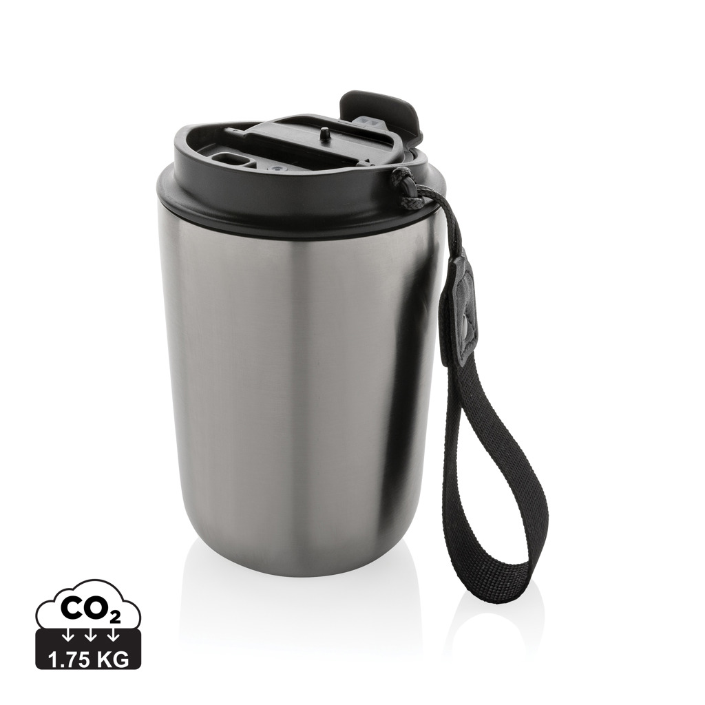 Cuppa RCS vakuumtumbler i genanvendt stål, med lanyard, sølv