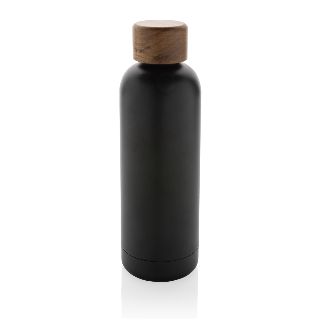 Wood RCS certified recycled stainless steel vacuum bottle