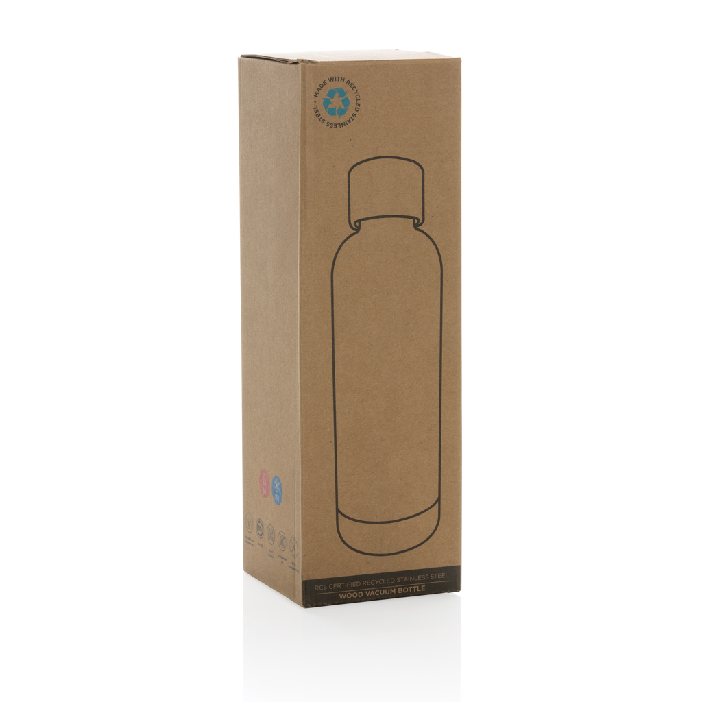 Botella Wood de acero inoxidable reciclado certificado RCS