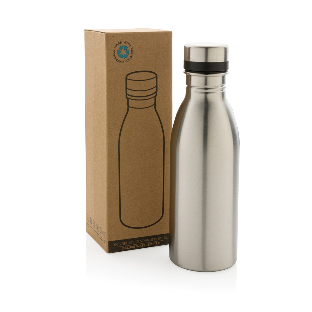 plata Botella de agua de lujo de acero inoxidable reciclado RCS