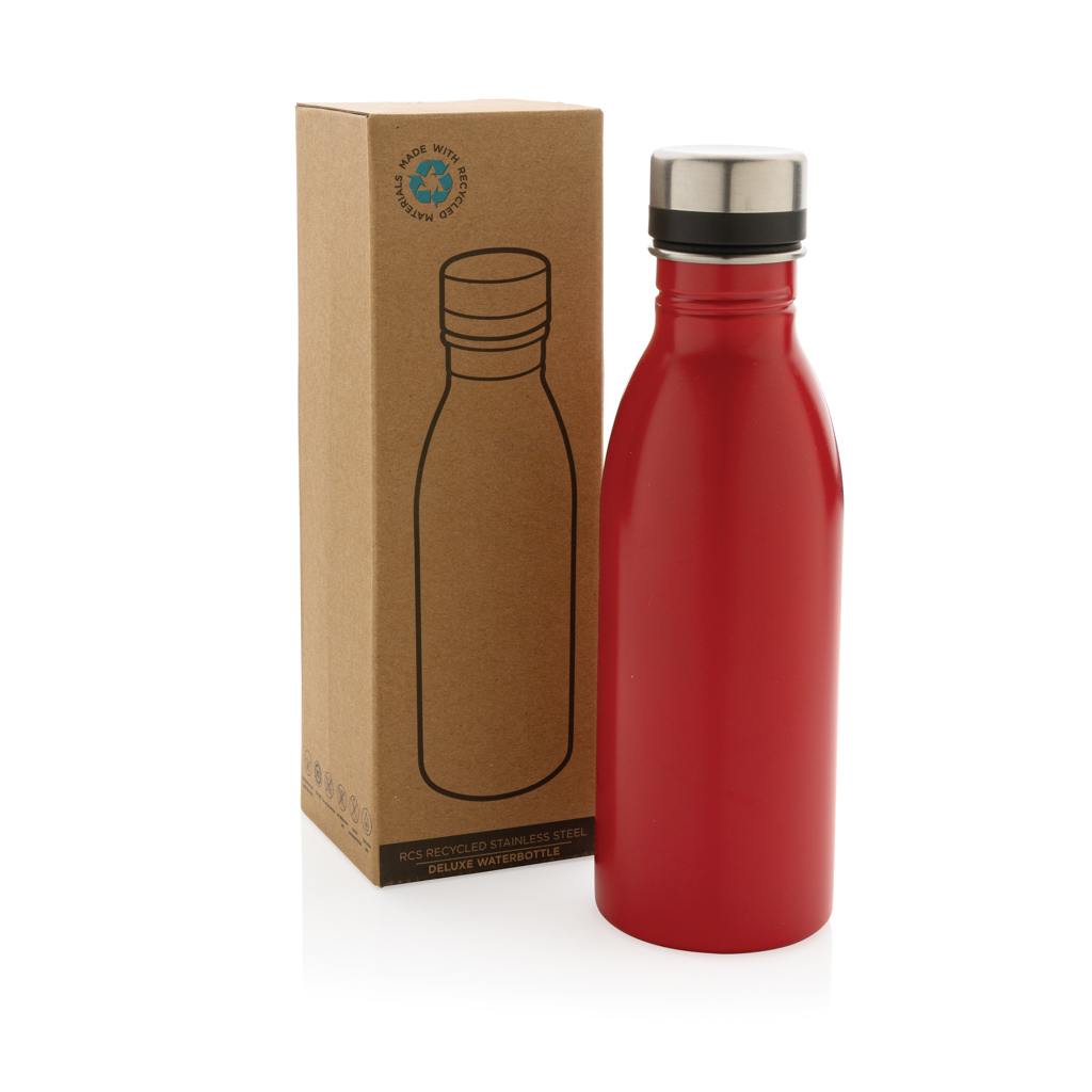 rojo Botella de agua de lujo de acero inoxidable reciclado RCS
