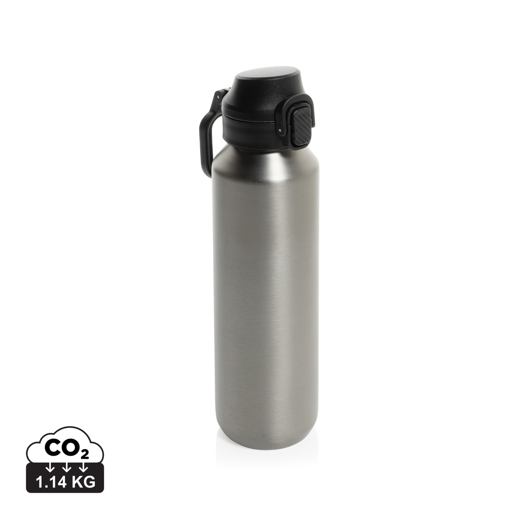 plata Botella deportiva con cierre de acero reciclado RCS, 600 ml