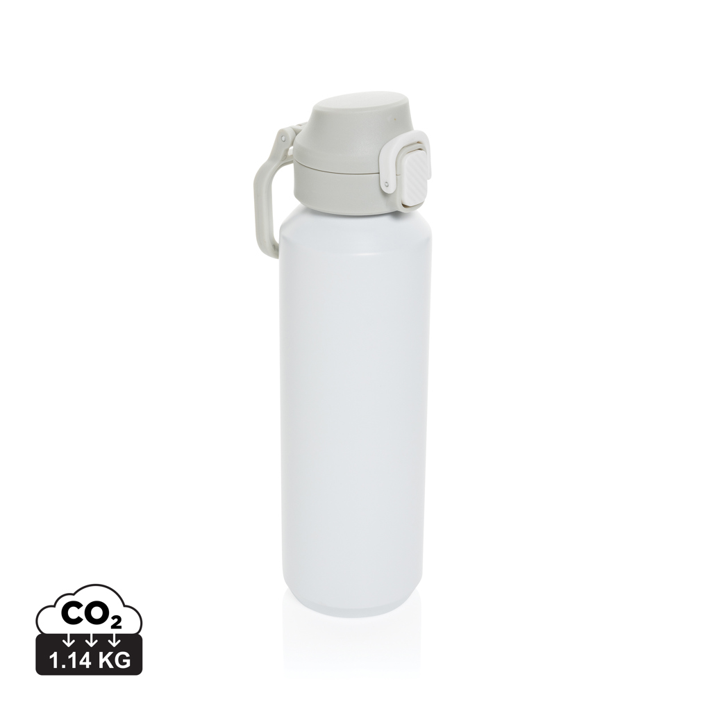 blanco Botella deportiva con cierre de acero reciclado RCS, 600 ml