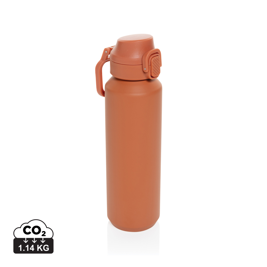 naranja Botella deportiva con cierre de acero reciclado RCS, 600 ml