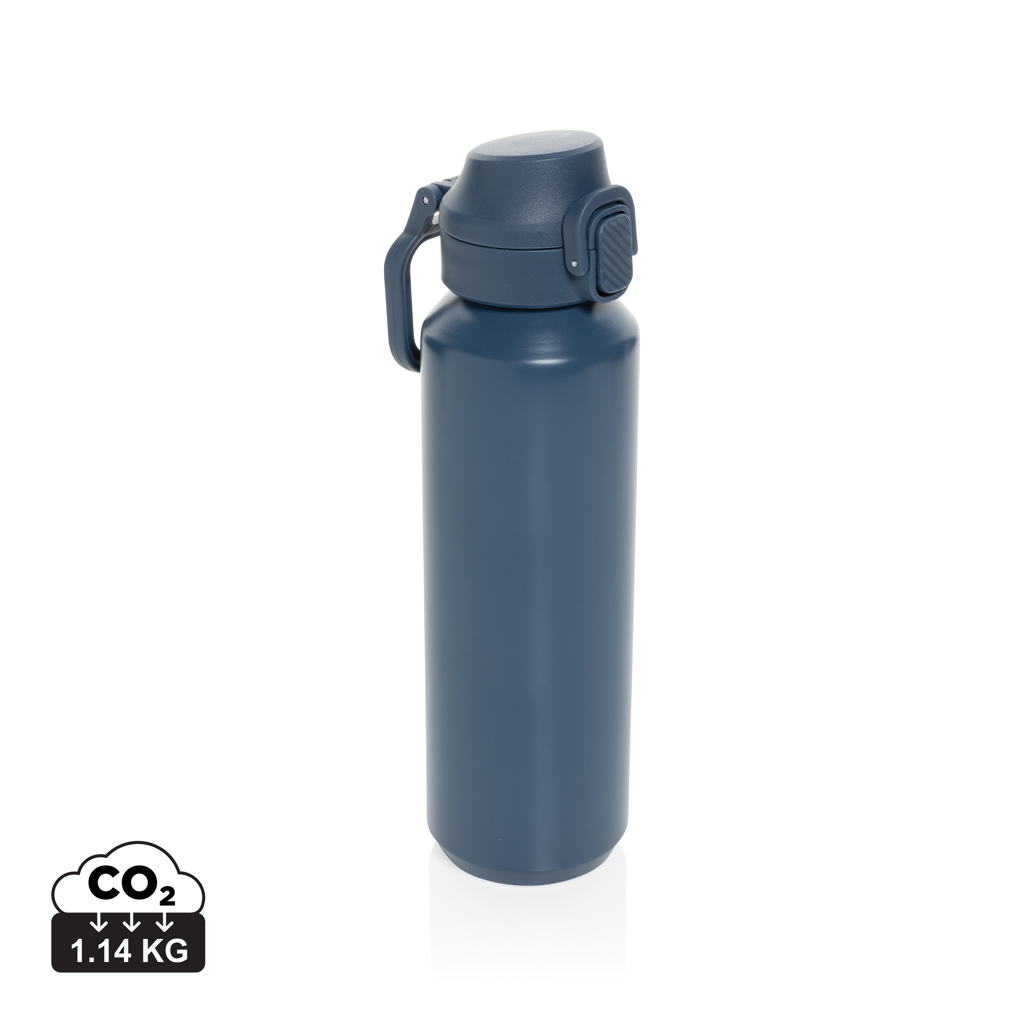 azul marino Botella deportiva con cierre de acero reciclado RCS, 600 ml