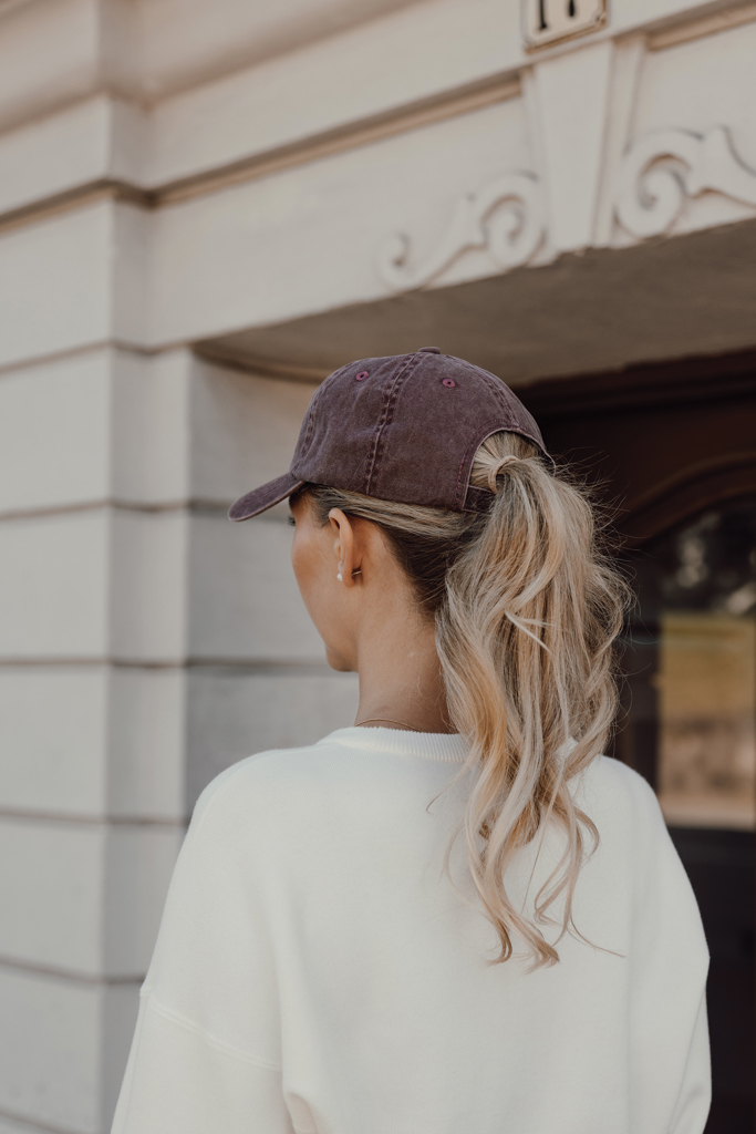 maroon Gorra BEAU AWARE™ de sarga de algodón 6 paneles y 270 g/m.