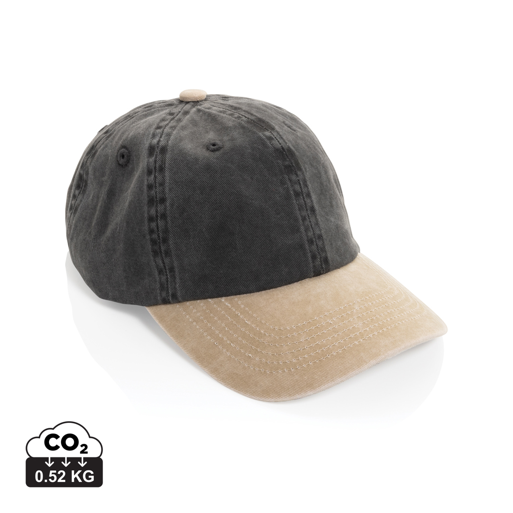 BEAU AWARE™ Washed 6 panel 270gsm cotton twill two tone cap — Pokrývky hlavy