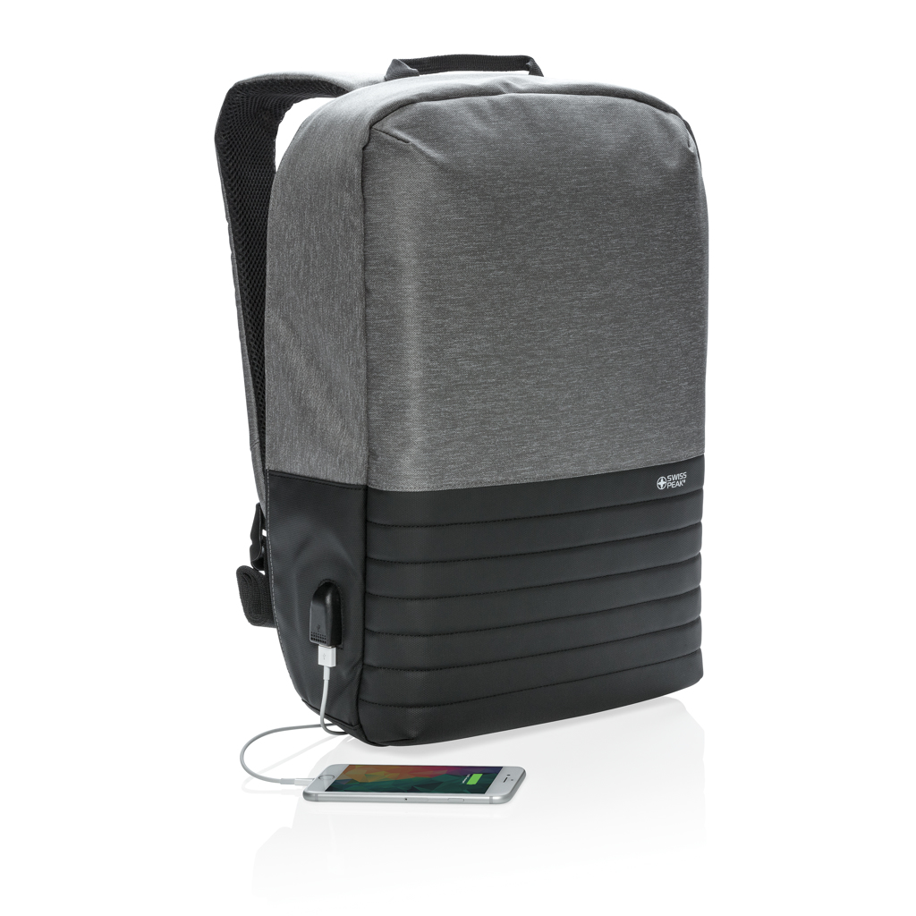"Swiss Peak RFID anti-theft 15.6"" laptop backpack"