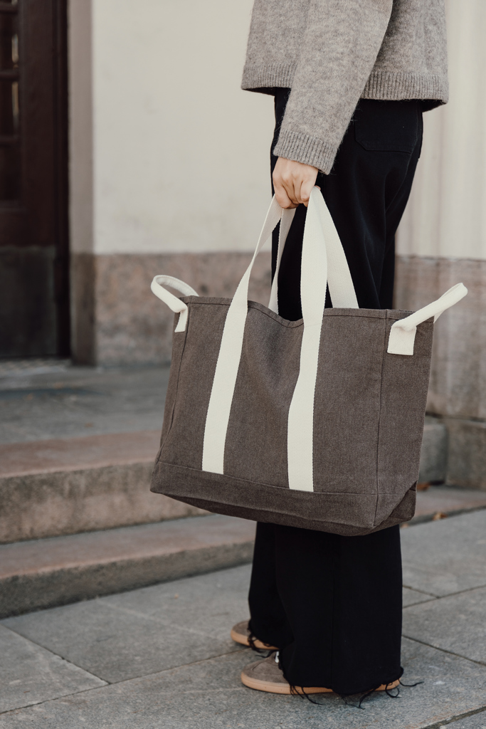 marron Bolsa playa BEAU AWARE™ lona reciclada 400 g/m² asa lateral