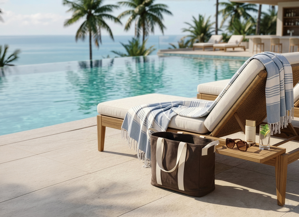 marron Bolsa playa BEAU AWARE™ lona reciclada 400 g/m² asa lateral