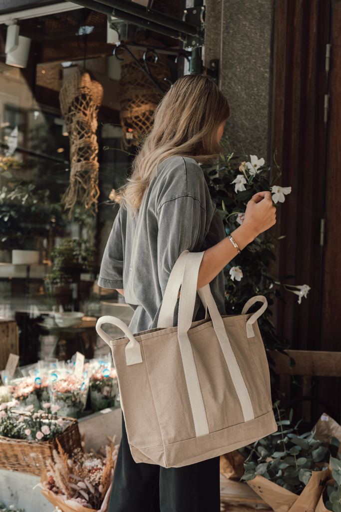 beige Bolsa playa BEAU AWARE™ lona reciclada 400 g/m² asa lateral